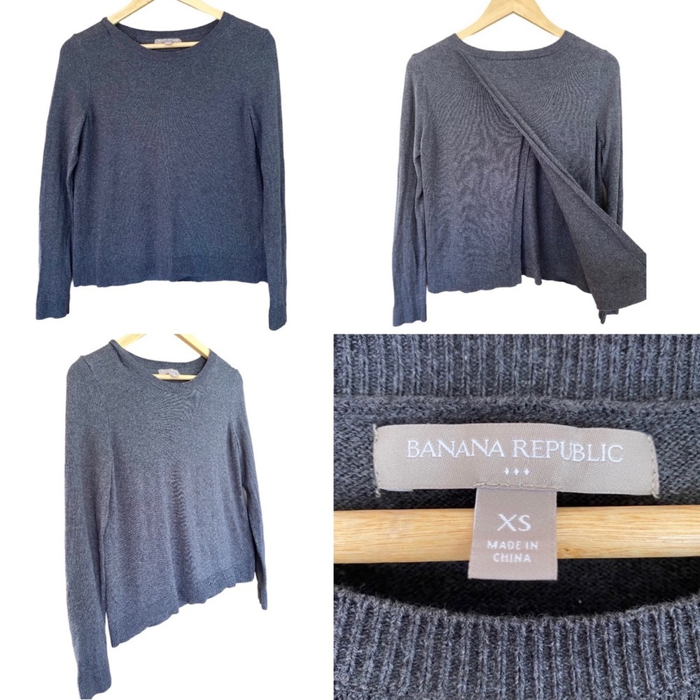 Banana Republic Split Back Lightweight Merino Sweater Slate Blue XS